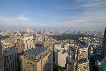 Näkymät Tokion Matropolialueen Kaupungintalon näköalakerroksesta, 202 metriä